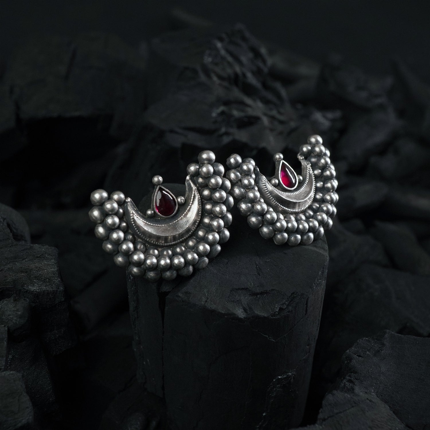 silver chandrakor studs