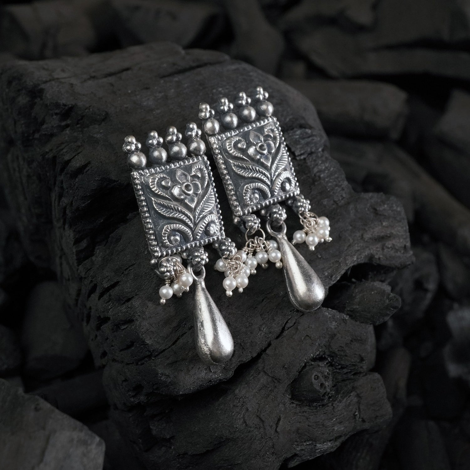 silver moti earrings