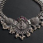 Handmade silver coin necklace with Nakash Laxmi Pendant