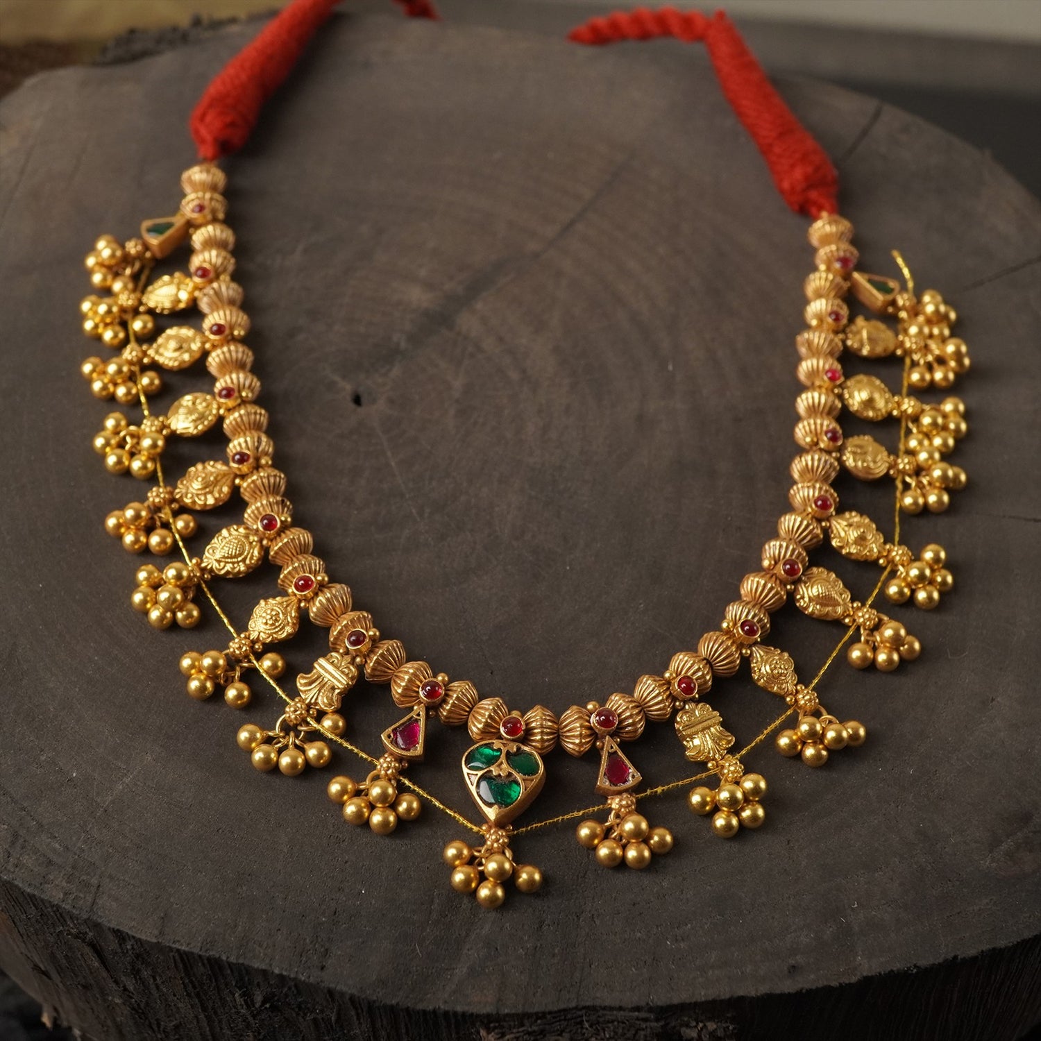 Gold Plated Choker Silver Kolhapuri Saaj