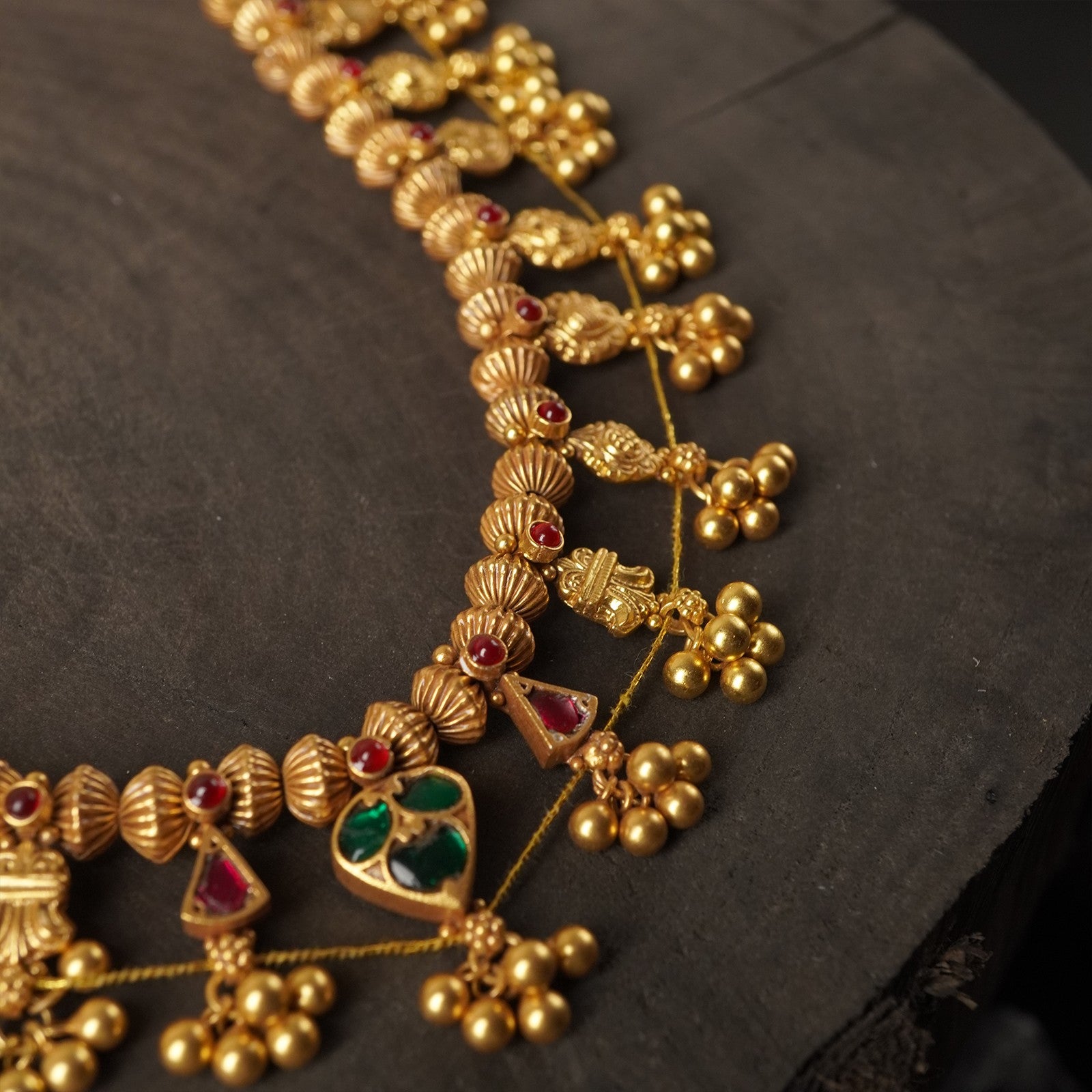 Gold Plated Choker Silver Kolhapuri Saaj