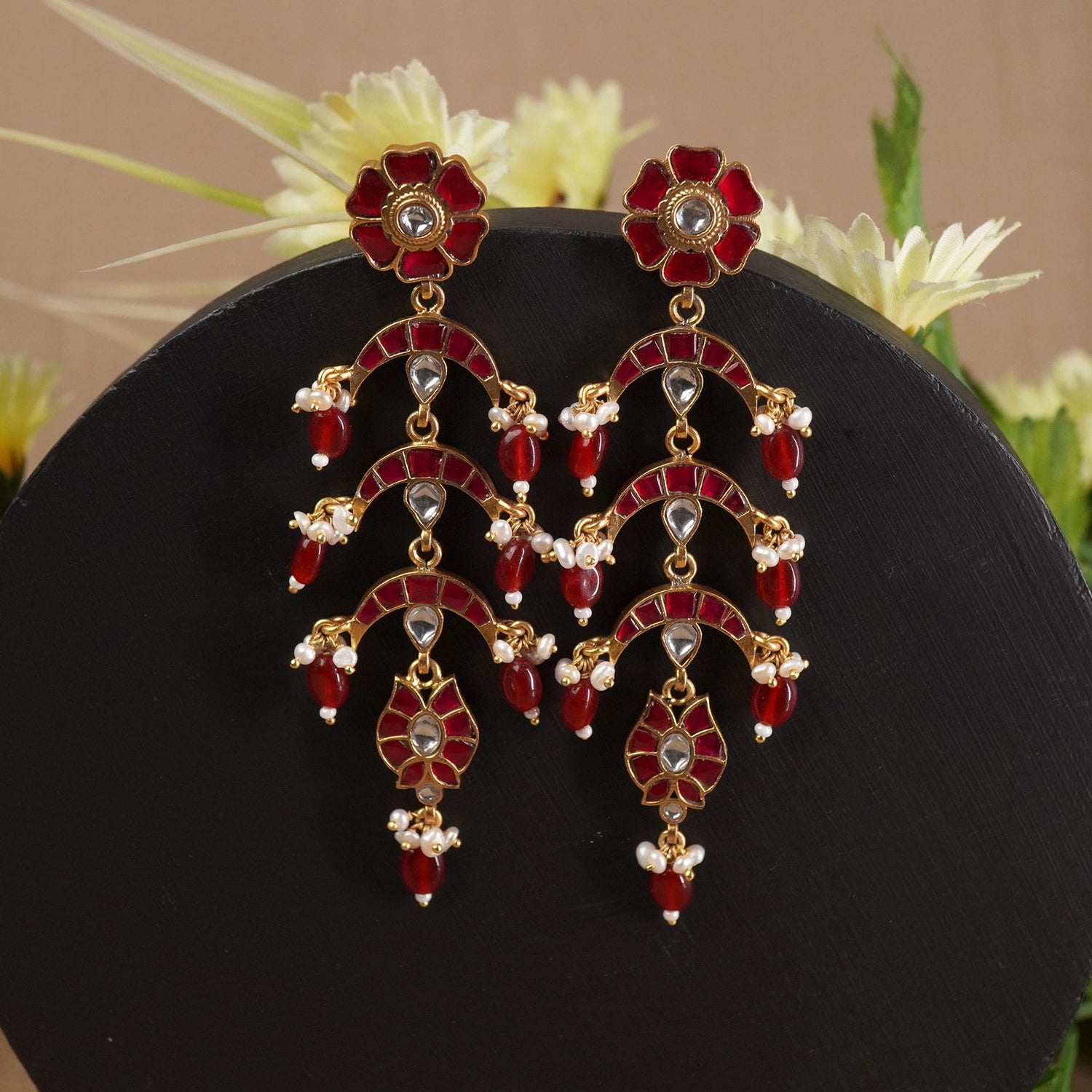 Silver Gold Plated Kundan Jadau Jhumka