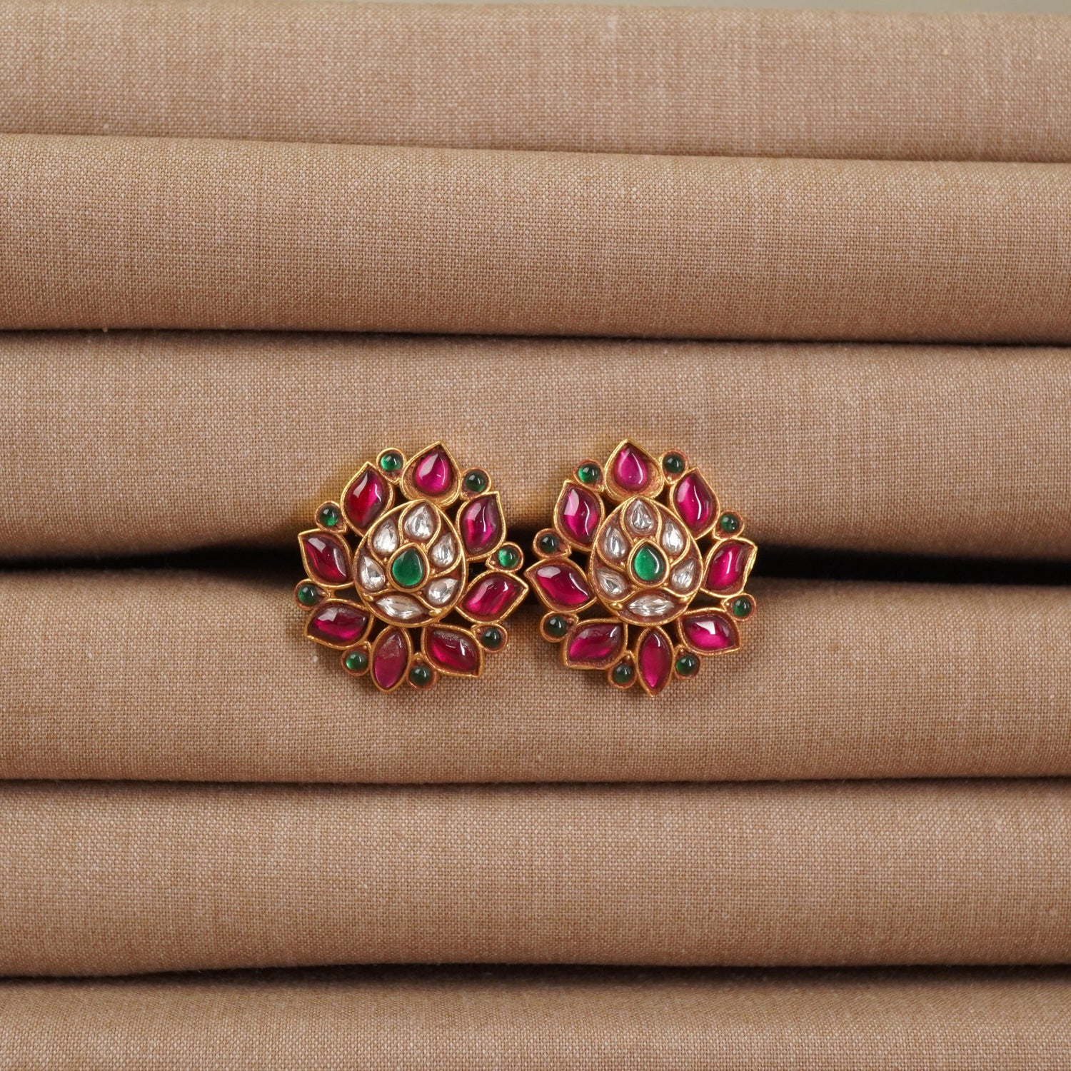 Silver Gold Plated Kundan Earrings Rava Koyri