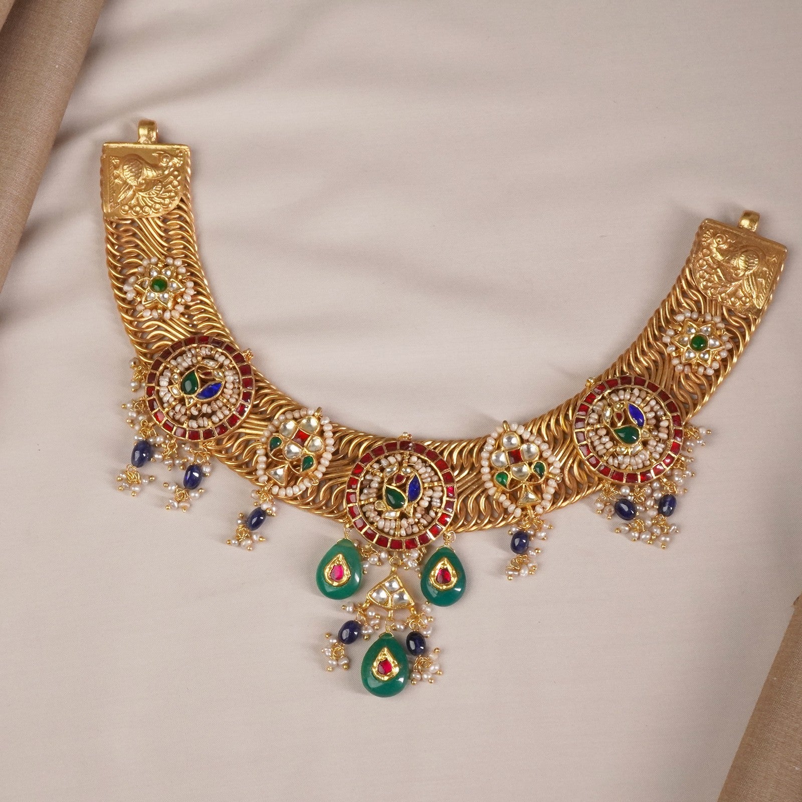 Gold Plated Silver Kundan Necklace 