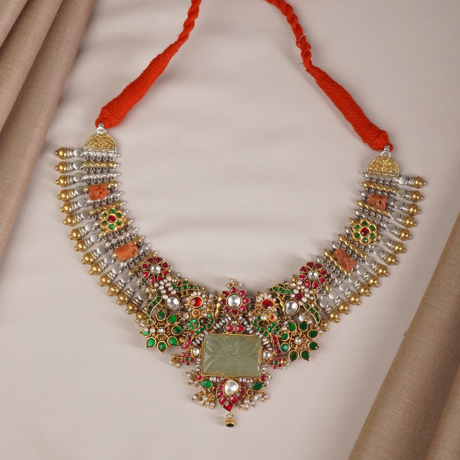 Silver Gold Plated Regal Statement Necklace