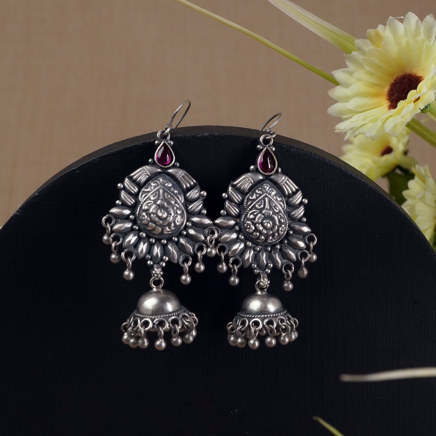 silver hoop jhumki design