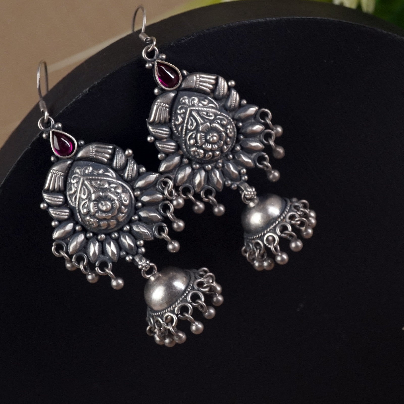 silver hoop jhumki