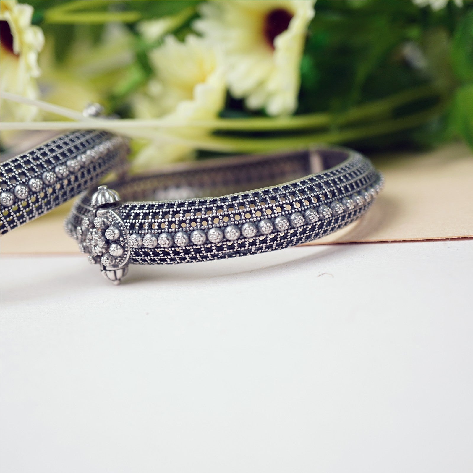 silver jali kada bangle