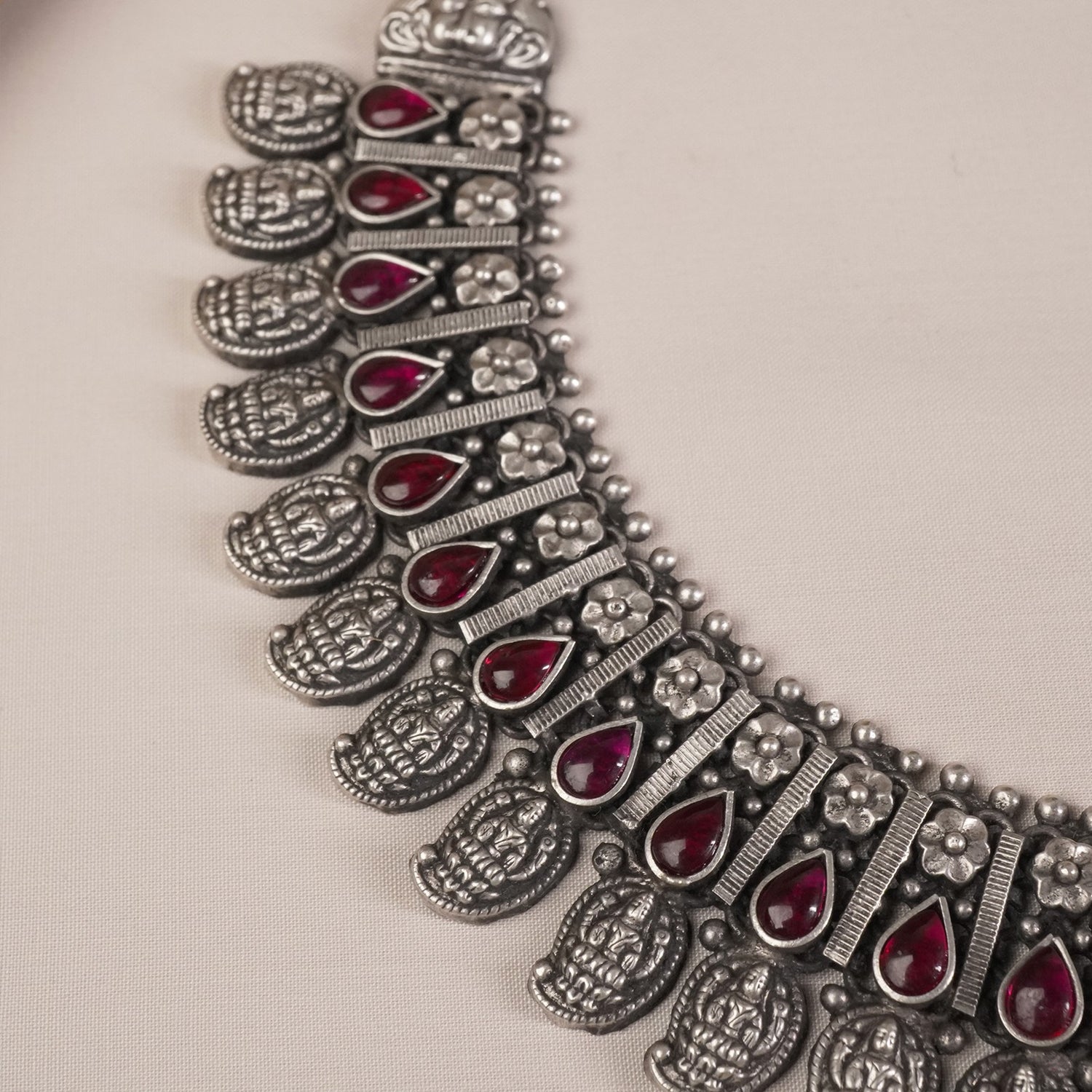 Silver Kolhapuri Laxmi Chattai Necklace