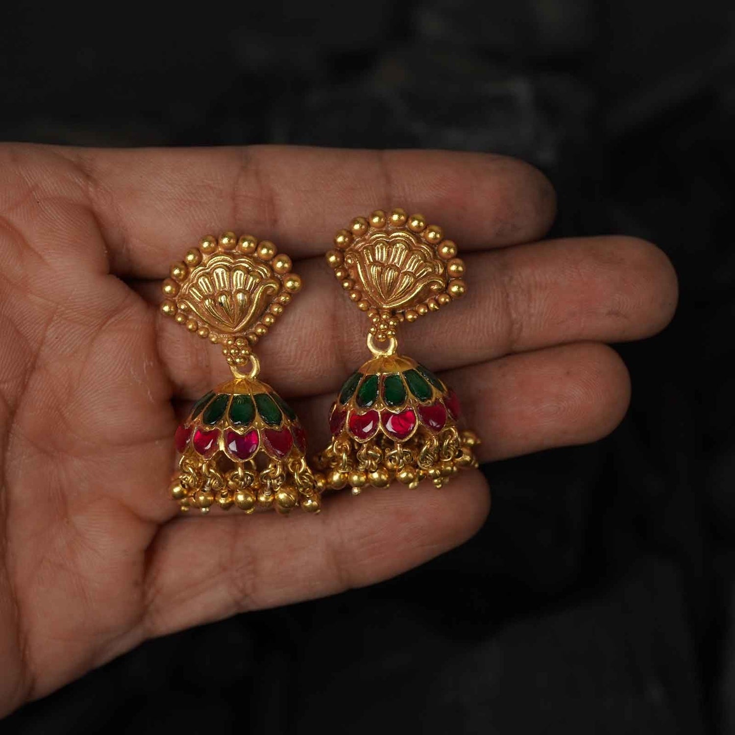 Silver Kundan 24k Gold Plated Jhumki