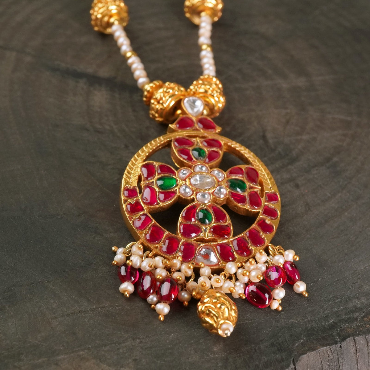 silver kundan pendant long kundan necklace