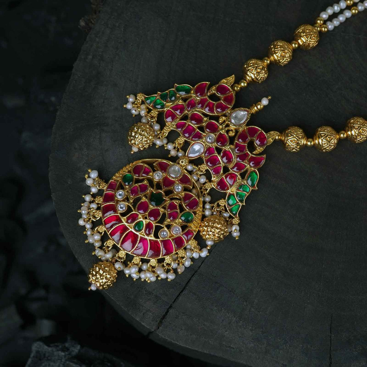 silver kundan jadau pendant