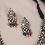 Silver Laffa Necklace For Wedding With Earrings