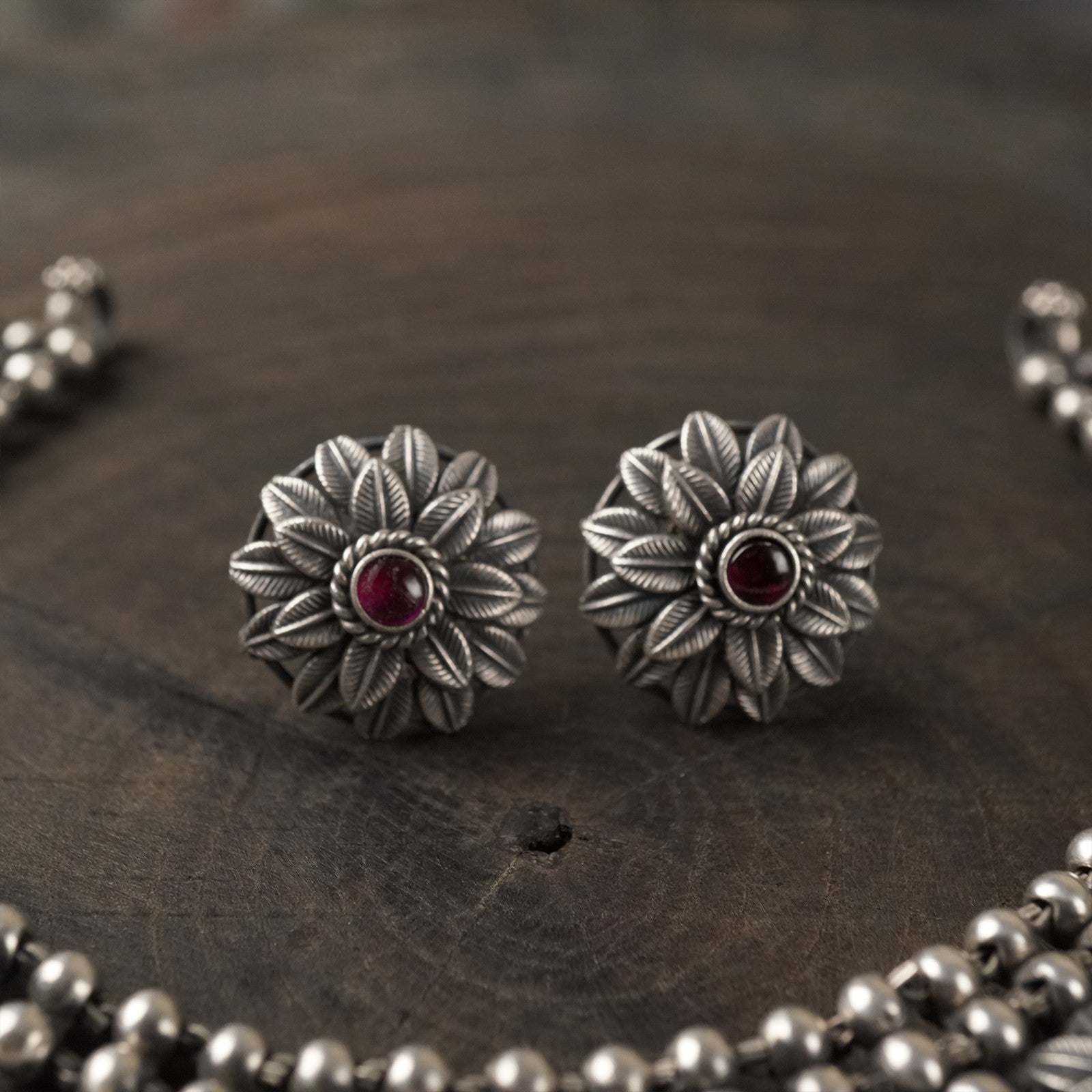 silver flower earings