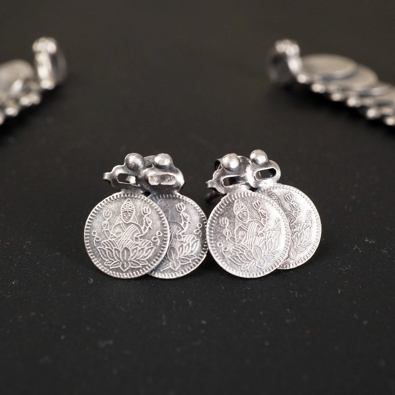 silver coin earrings design