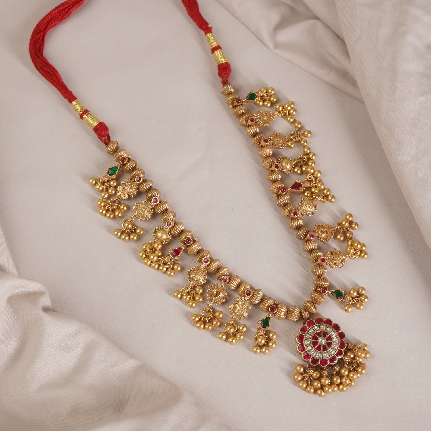 Antique Gold Plated Silver Kolhapuri Saaj Design