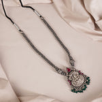 silver kolhapuri thushi necklace design with nagas laxmi pendant
