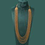 6 layer silver mala dipped in gold and gheru finished