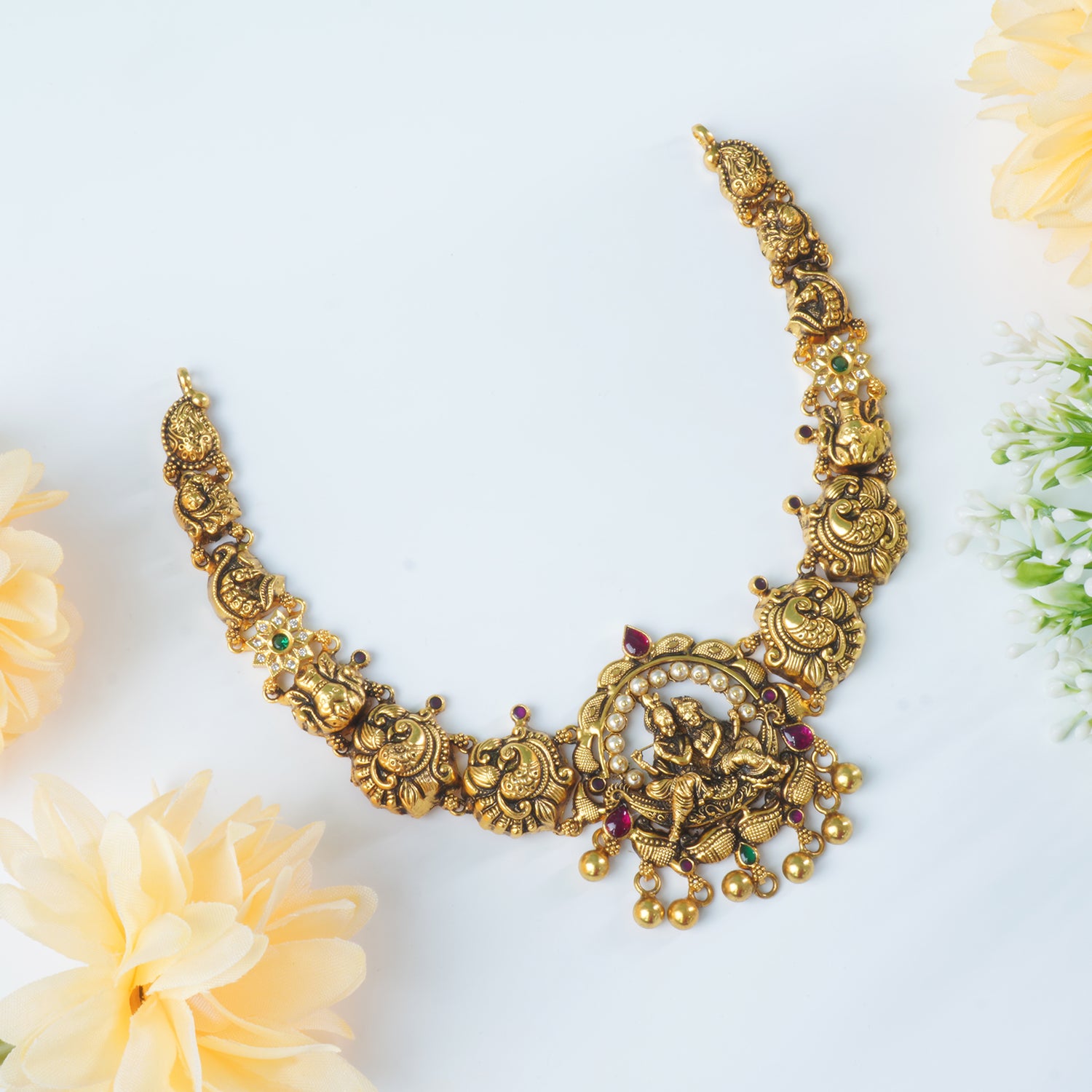 Buy Online Light Weight Silver Necklace Design Antique Gold Plated