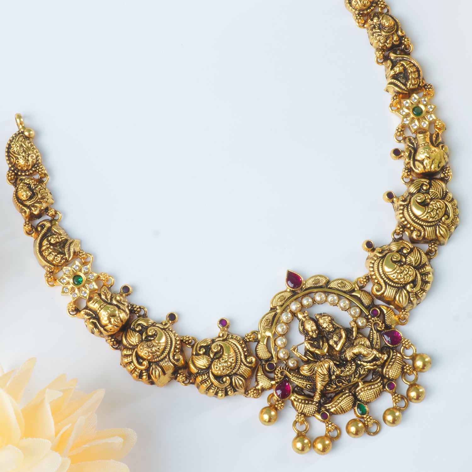 Buy Online Light Weight Silver Necklace Design Antique Gold Plated