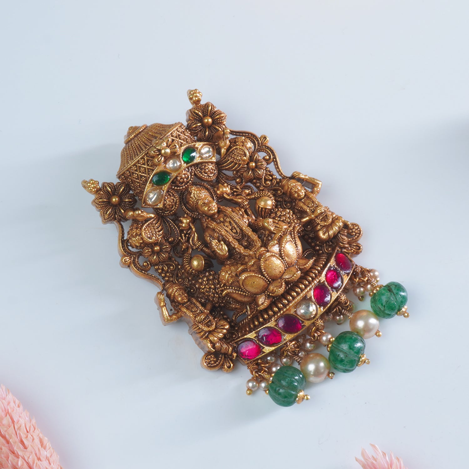 Silver Antique Gold Plated Laxmiji Pendant