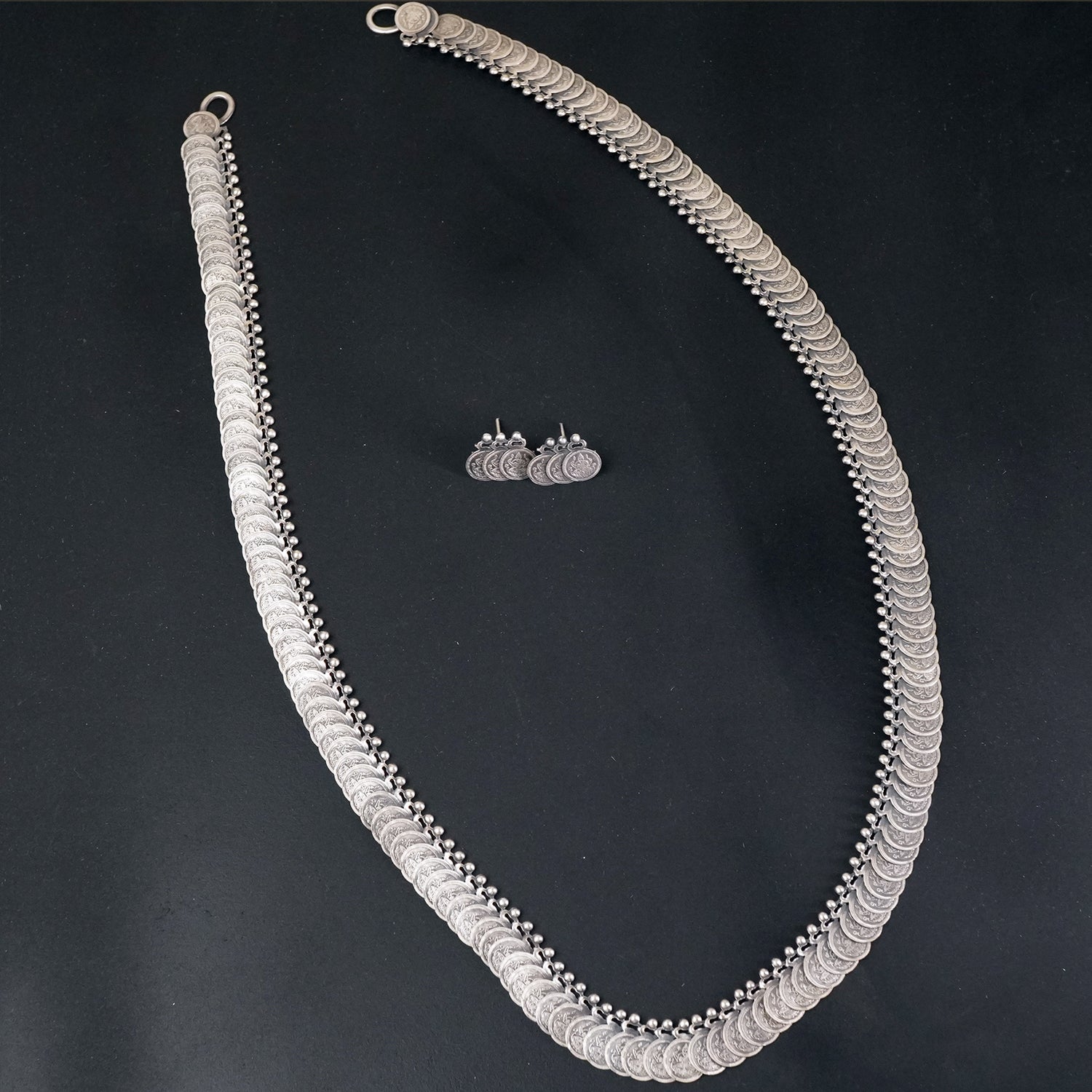 Long silver putli haar necklace design