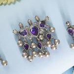 silver tanmani pendant amethyst stone