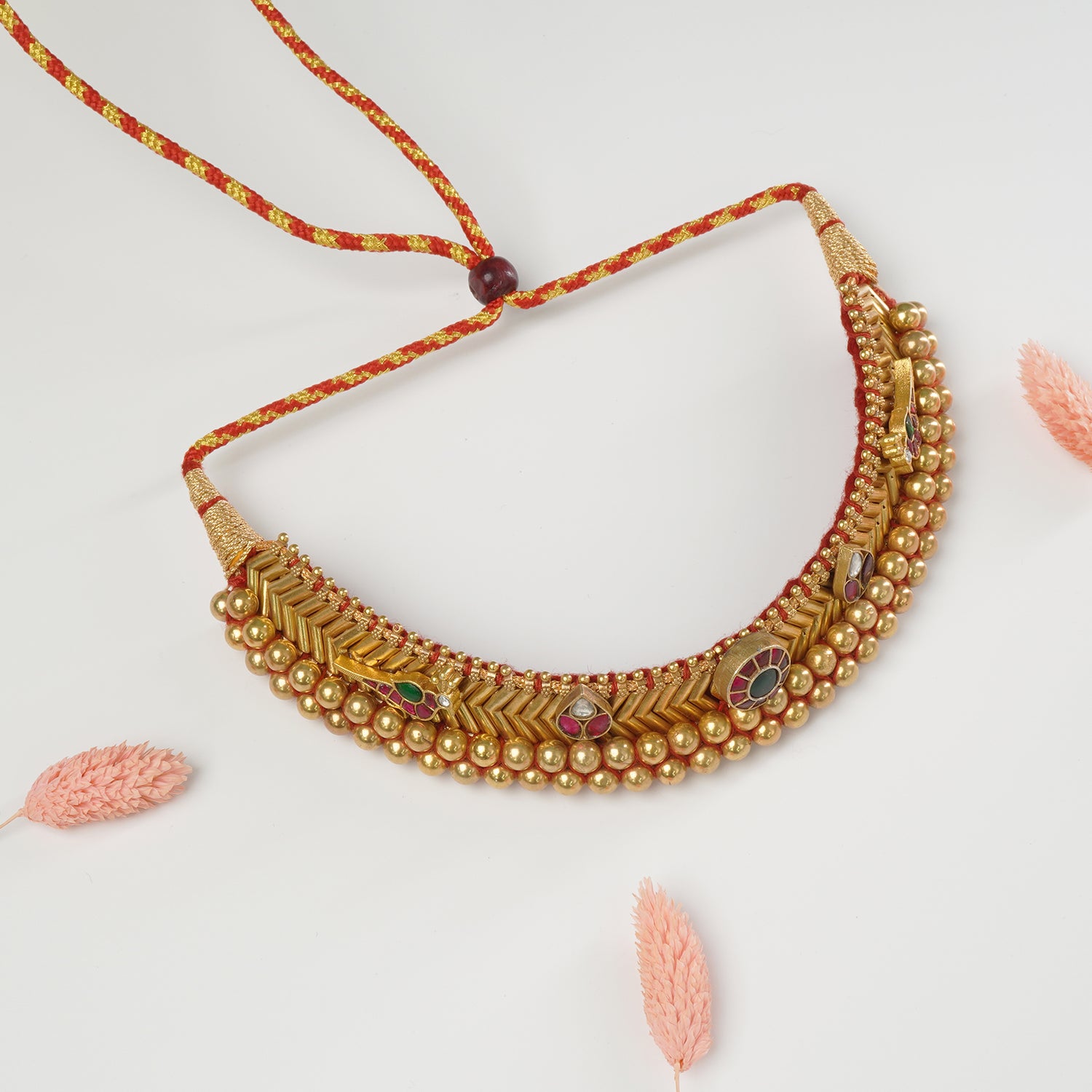 Silver Heritage Traditional Gold Plated Vajratik Necklace With Kundan Pieces