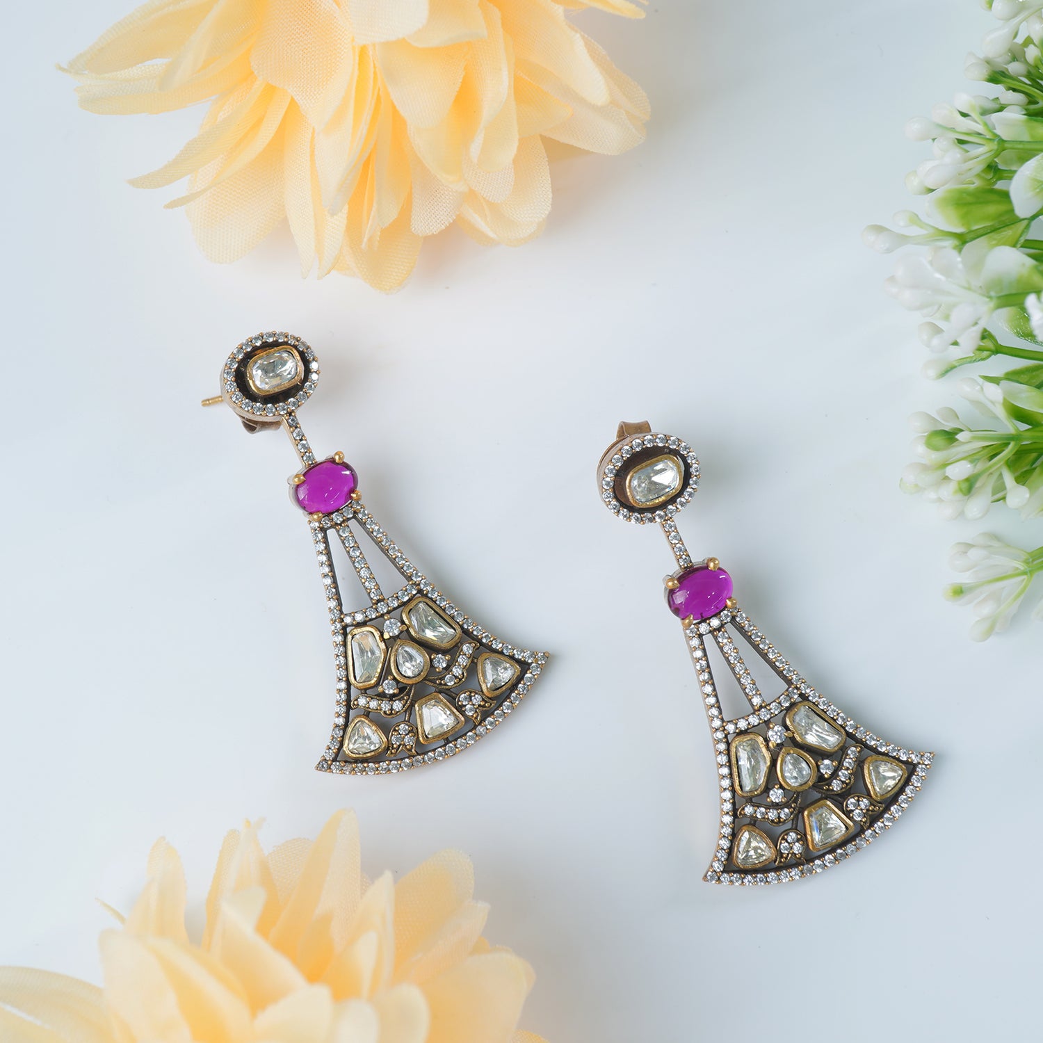 Silver Moissanite Earrings Latkan Design