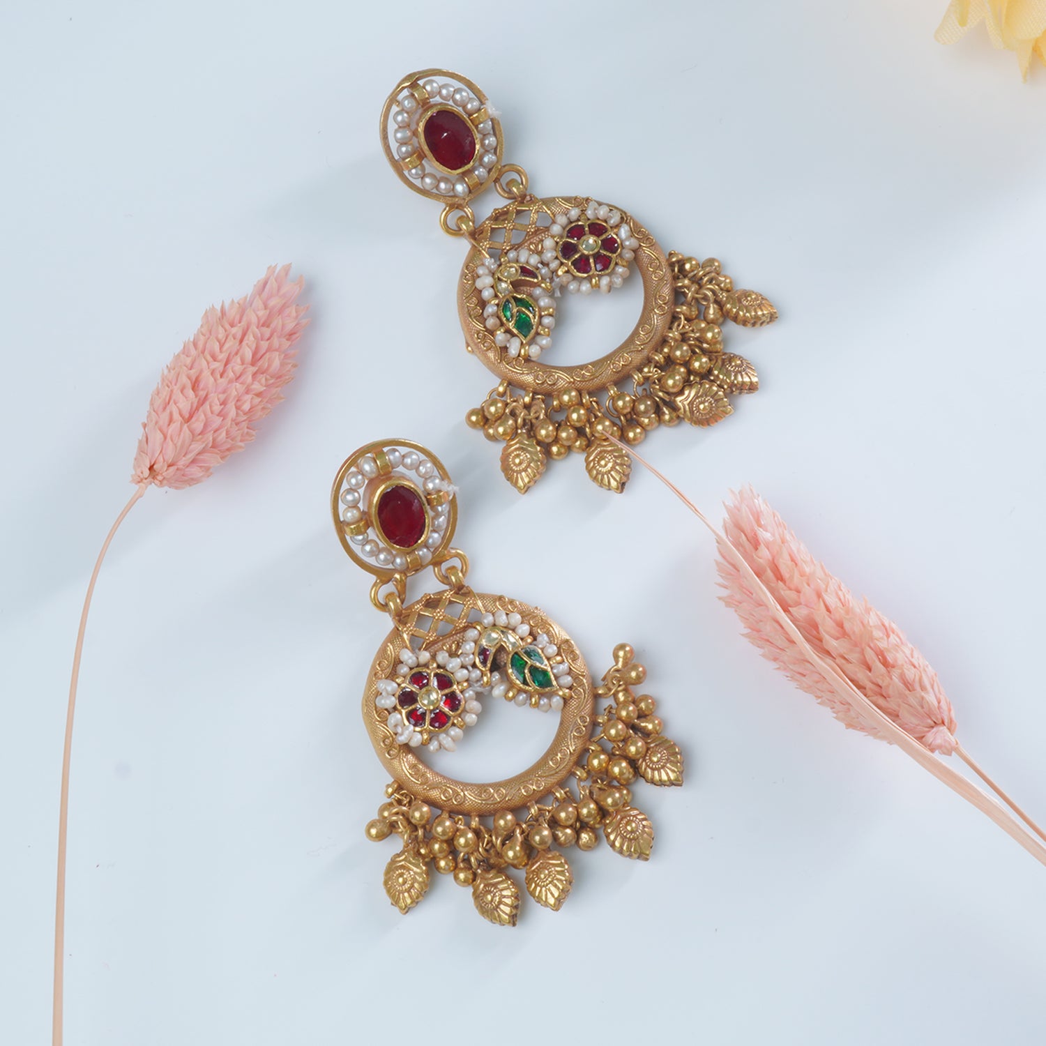 Silver Gold Plated Jadau Kundan Jhumka
