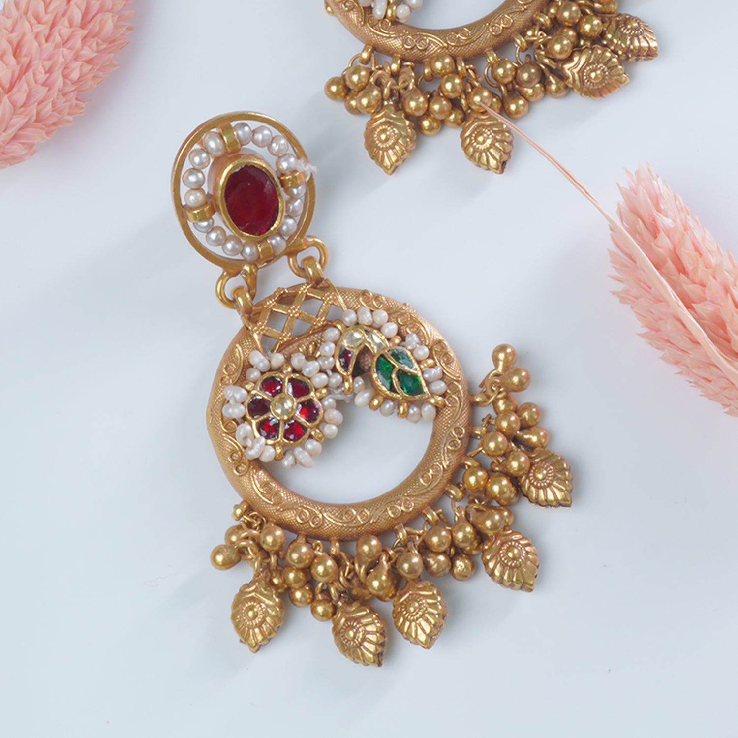 Silver Gold Plated Jadau Kundan Jhumka