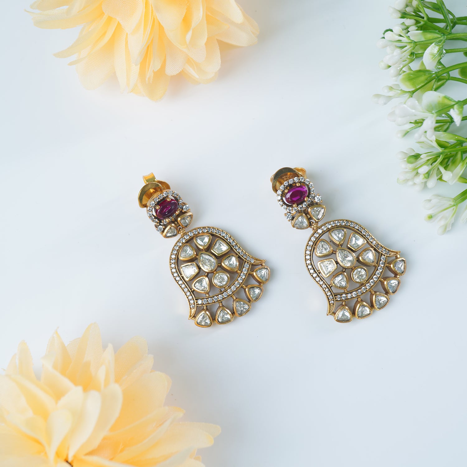 Silver Moissanite Earrings Latkan Design