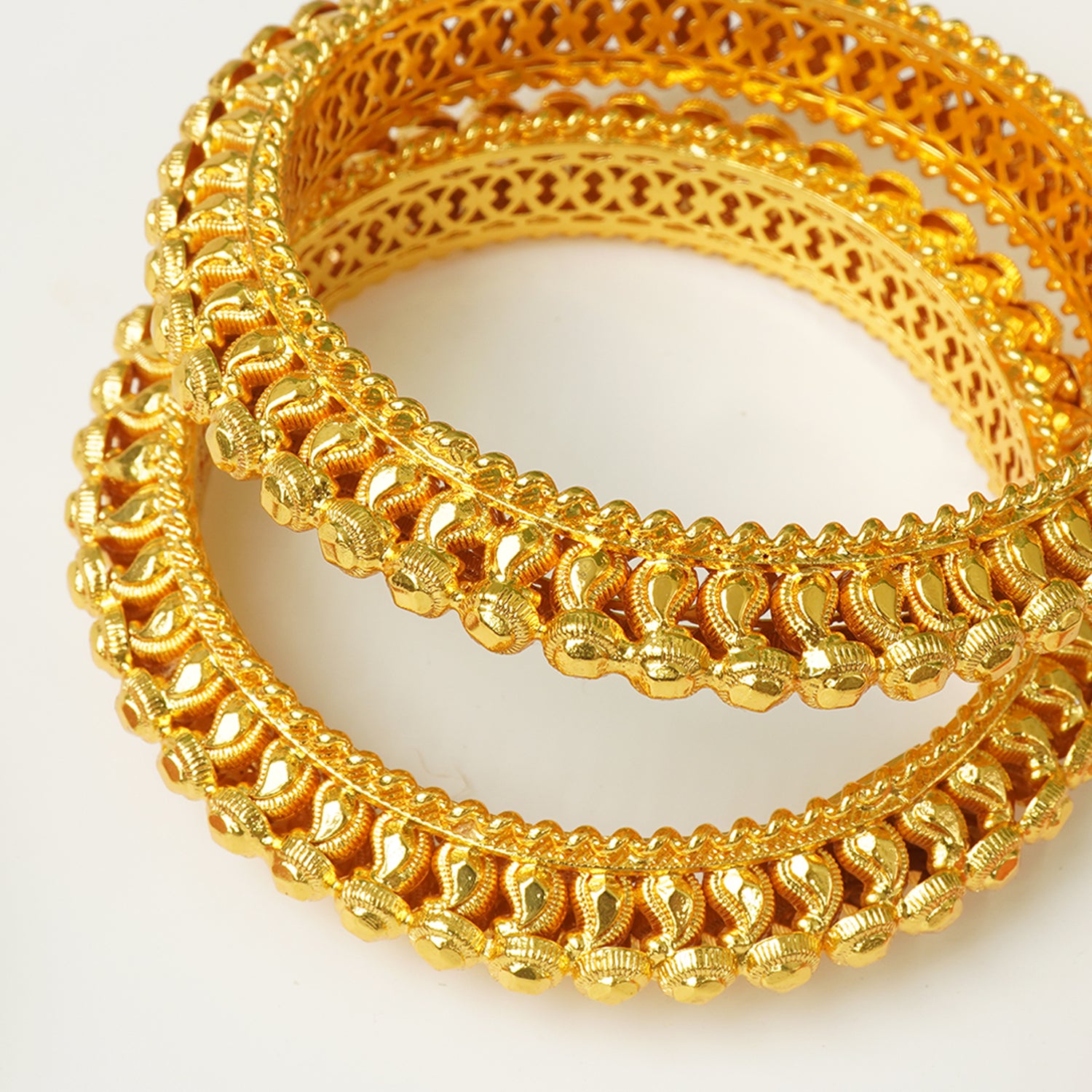 Pure 925 Silver Gold Plated Double Thoda Bangles (Pair)