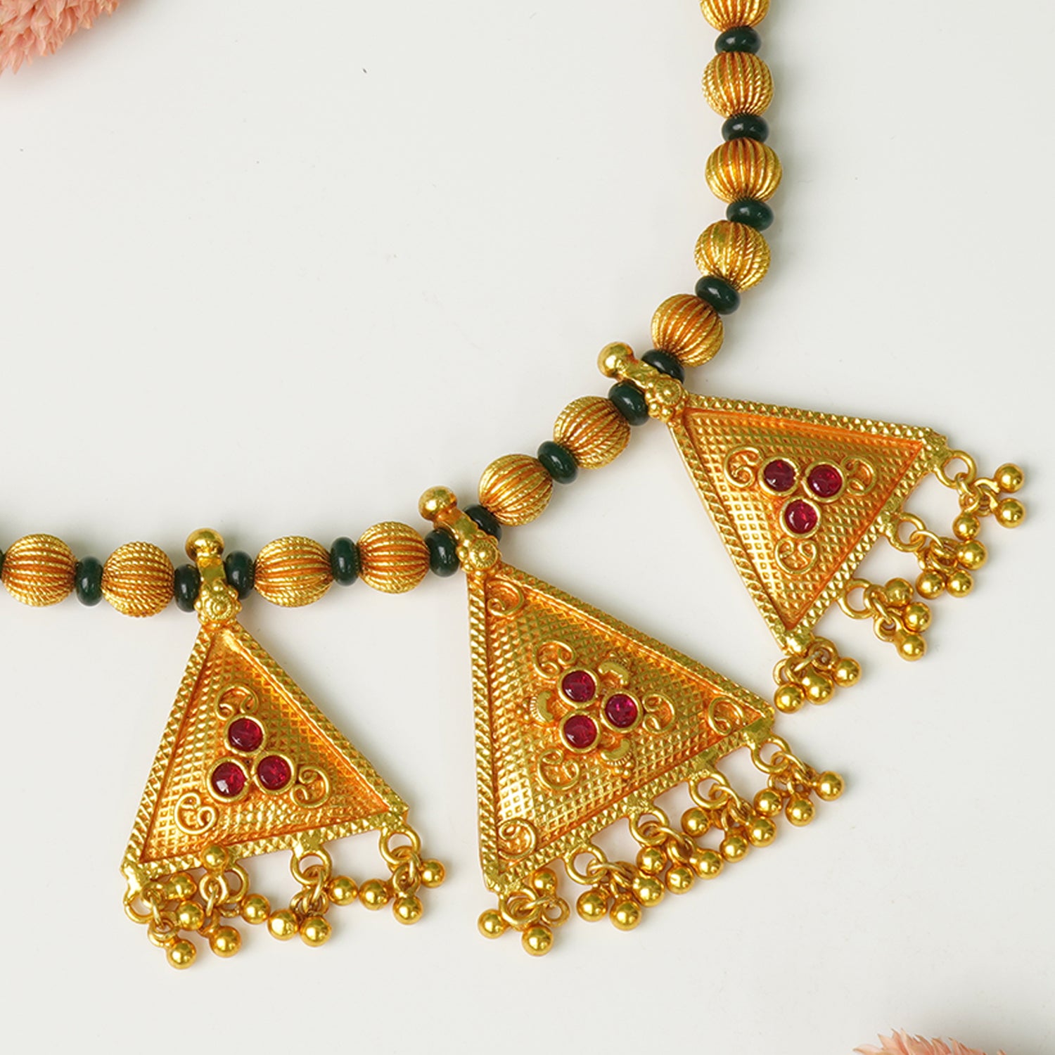 Pure 925 Silver Gheru Gold Plated Tribal Necklace