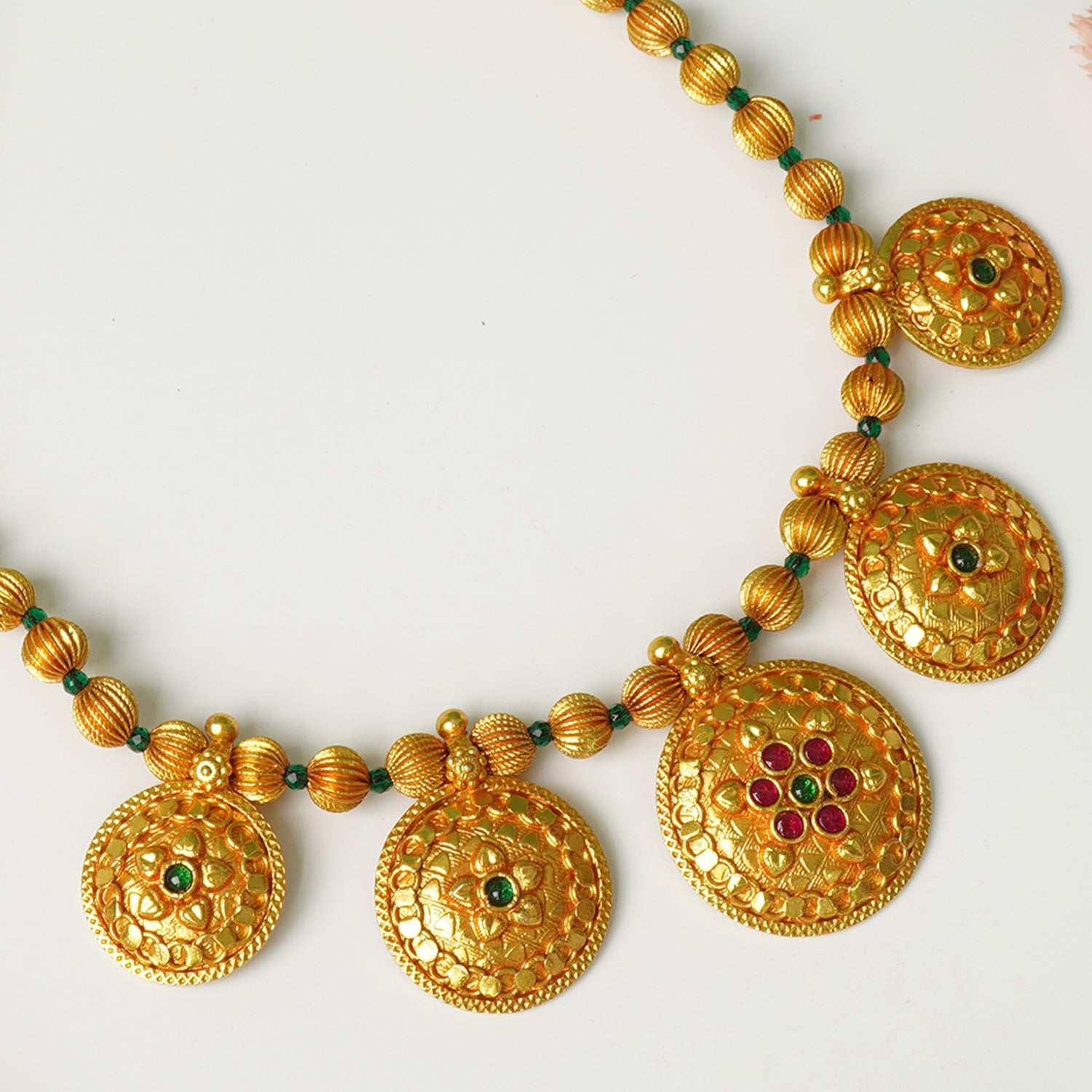 Pure 925 Silver Gheru Gold Plated Circle Tribal Necklace