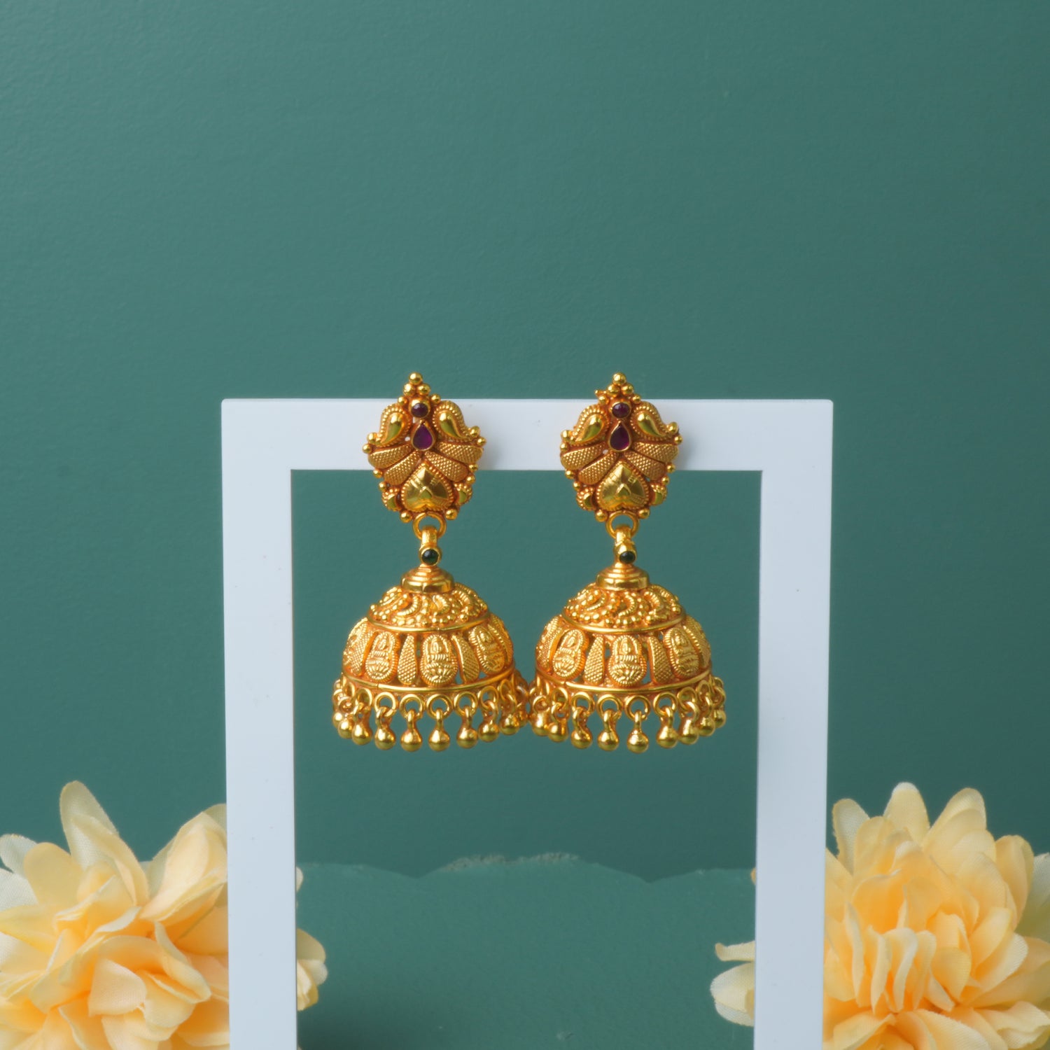 Silver Gold Plated Gheru Finished Zhumkis