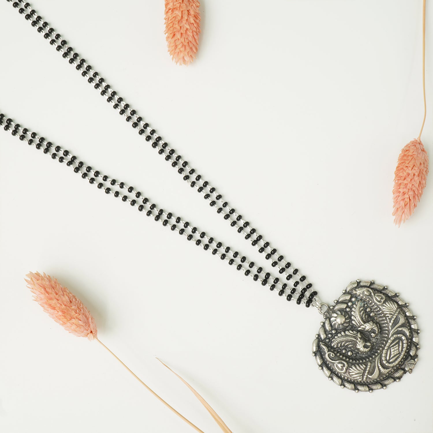 Buy Silver Long Mangalsutra Chandrakor Pendant