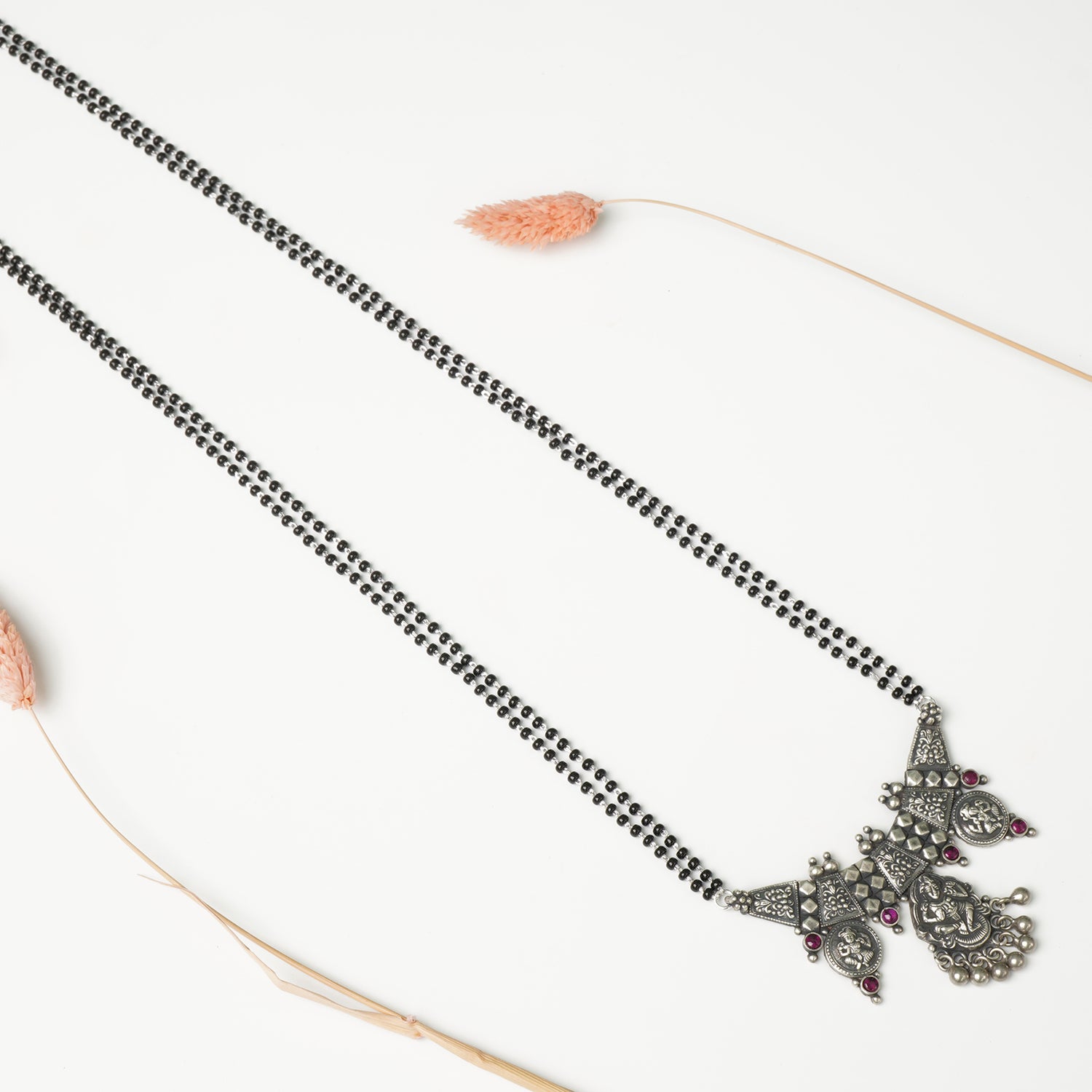 Pure 925 Silver Chain Mangalsutra Long 28 Inch Nakashi Piece Pendant