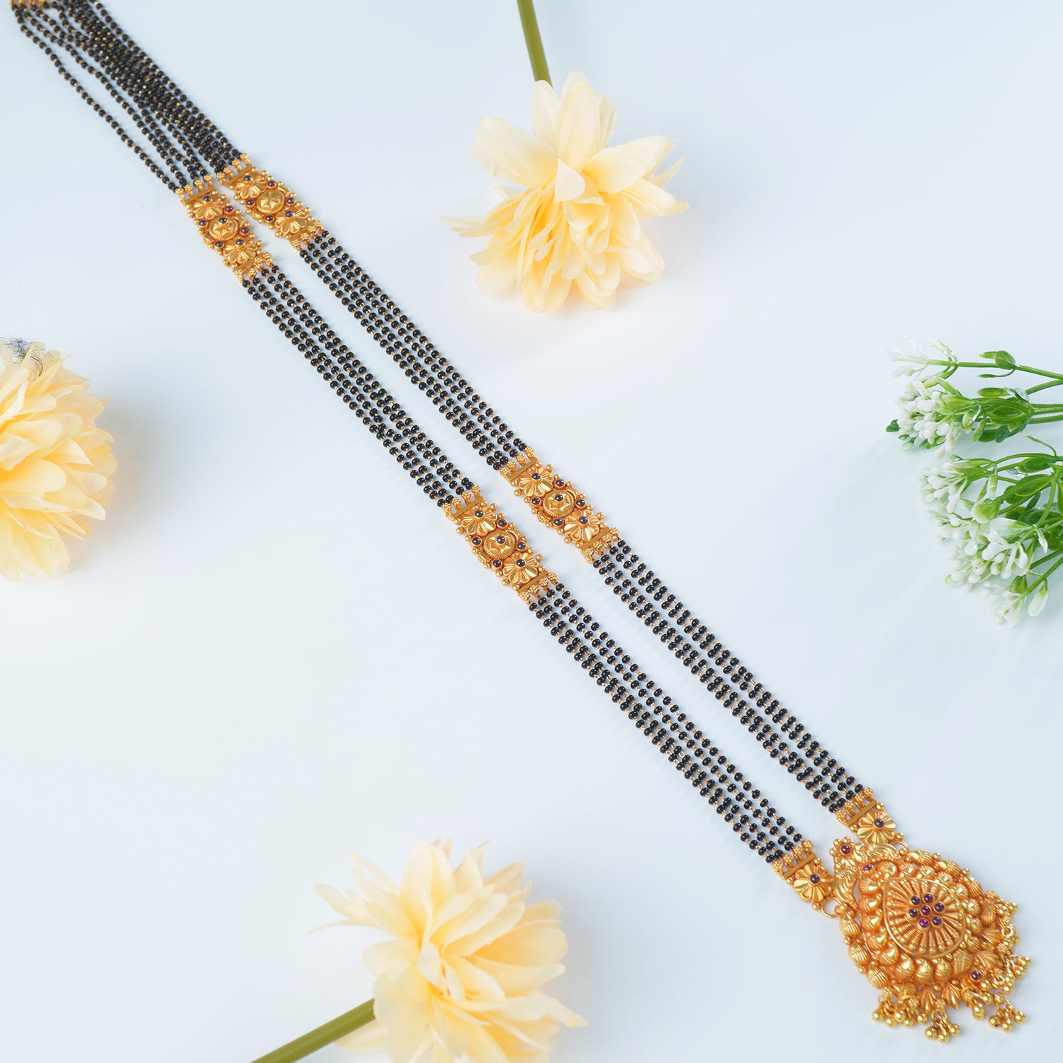 Shop Online Silver Long Mangalsutra Design Gold Plated And Gheru Finished