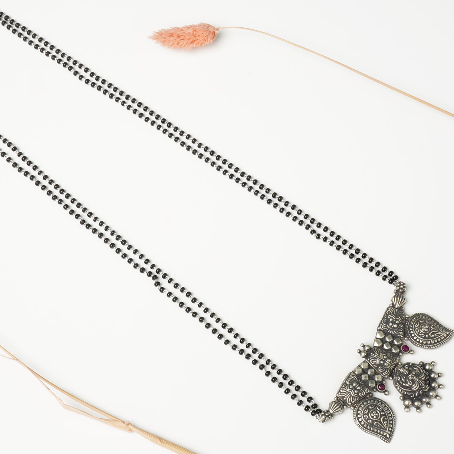 Pure 925 Silver Chain Mangalsutra Long 28 Inch Mango Koyri Pendant