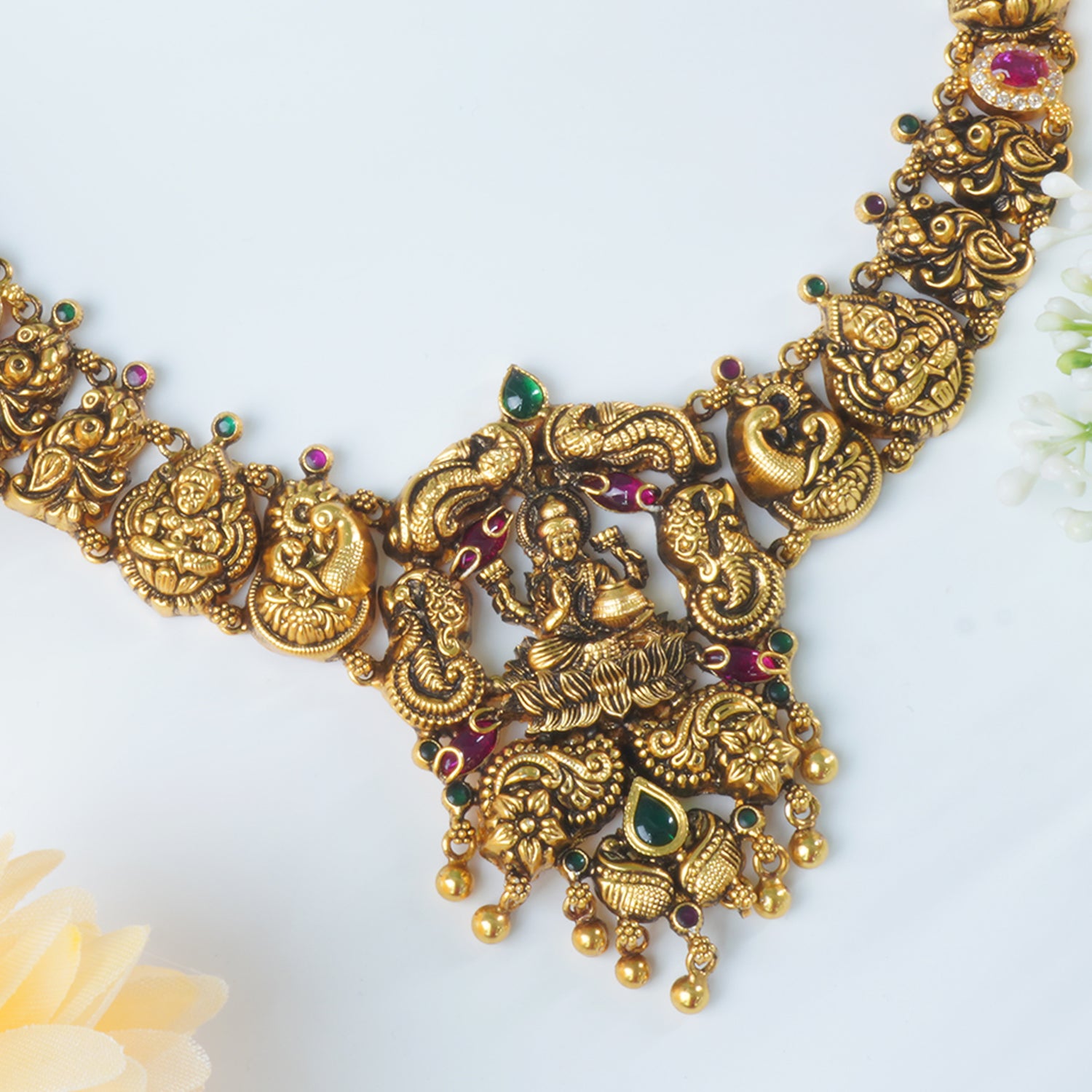 Light Weight Silver Necklace Design Antique Gold Plated