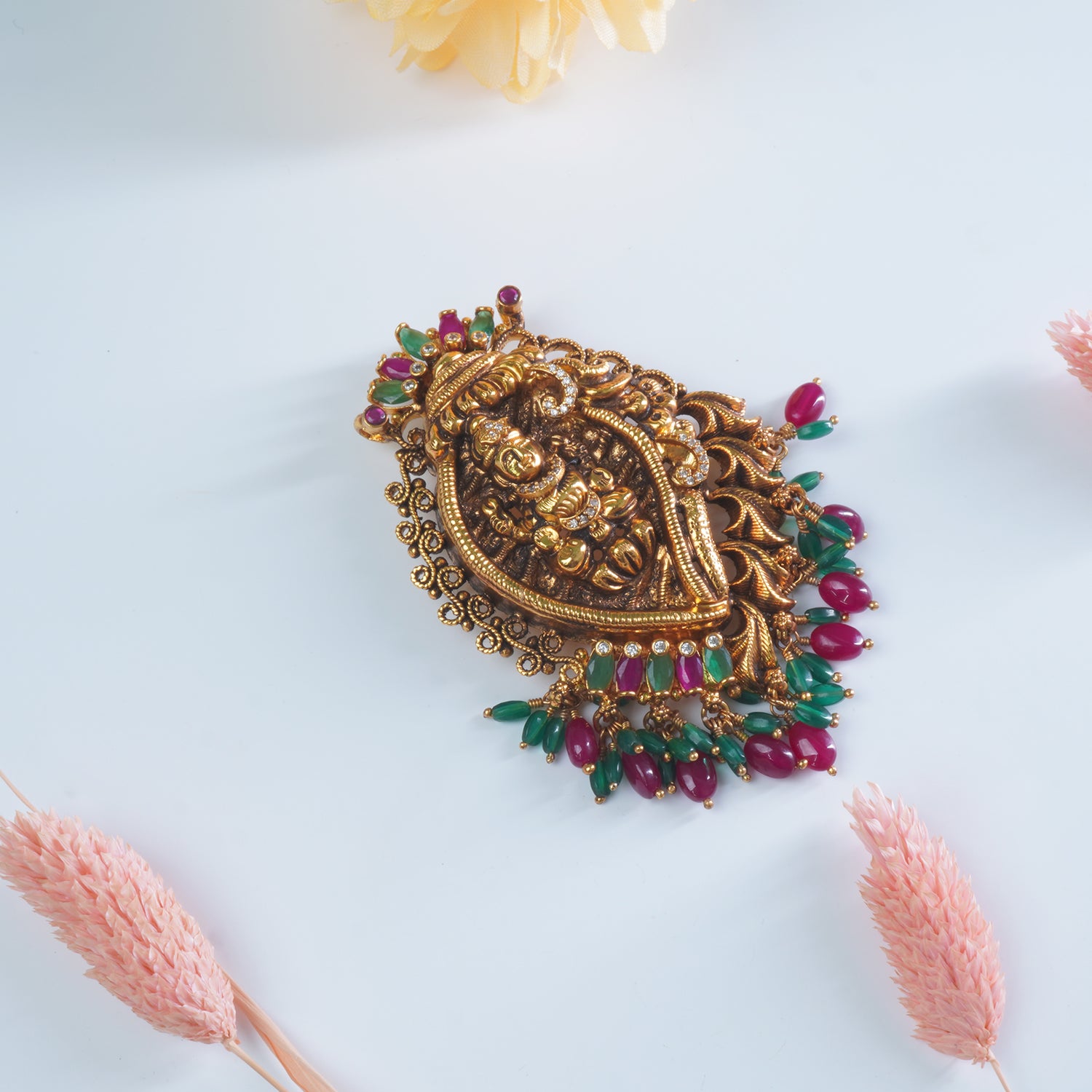 Shop Online 925 Silver Gold Plated Divine Shankh Laxmi Pendant