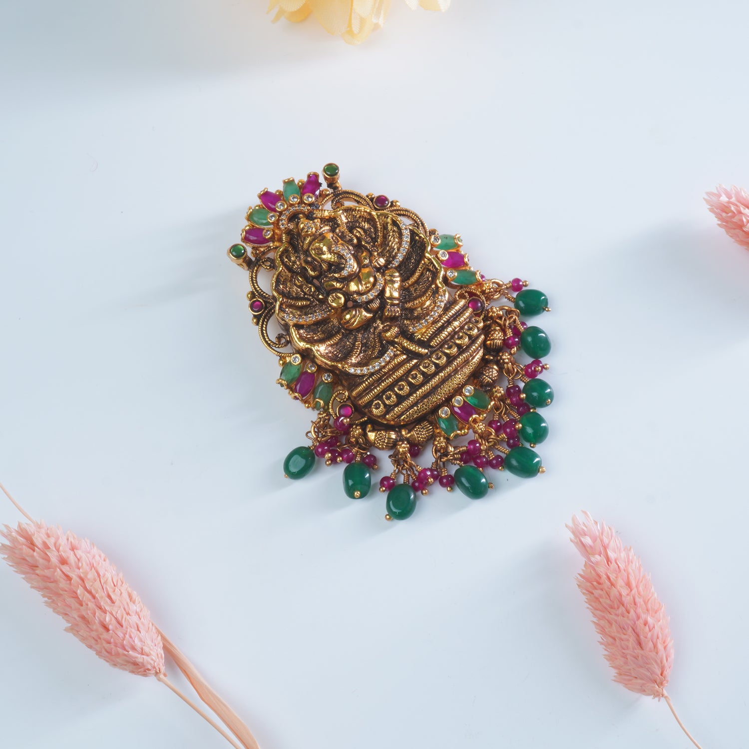 Shop Online 925 Silver Gold Plated Divine Leaf Ganesha Pendant