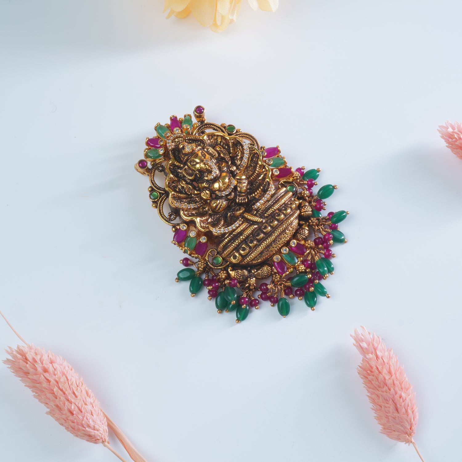 Shop Online 925 Silver Gold Plated Divine Leaf Ganesha Pendant Design