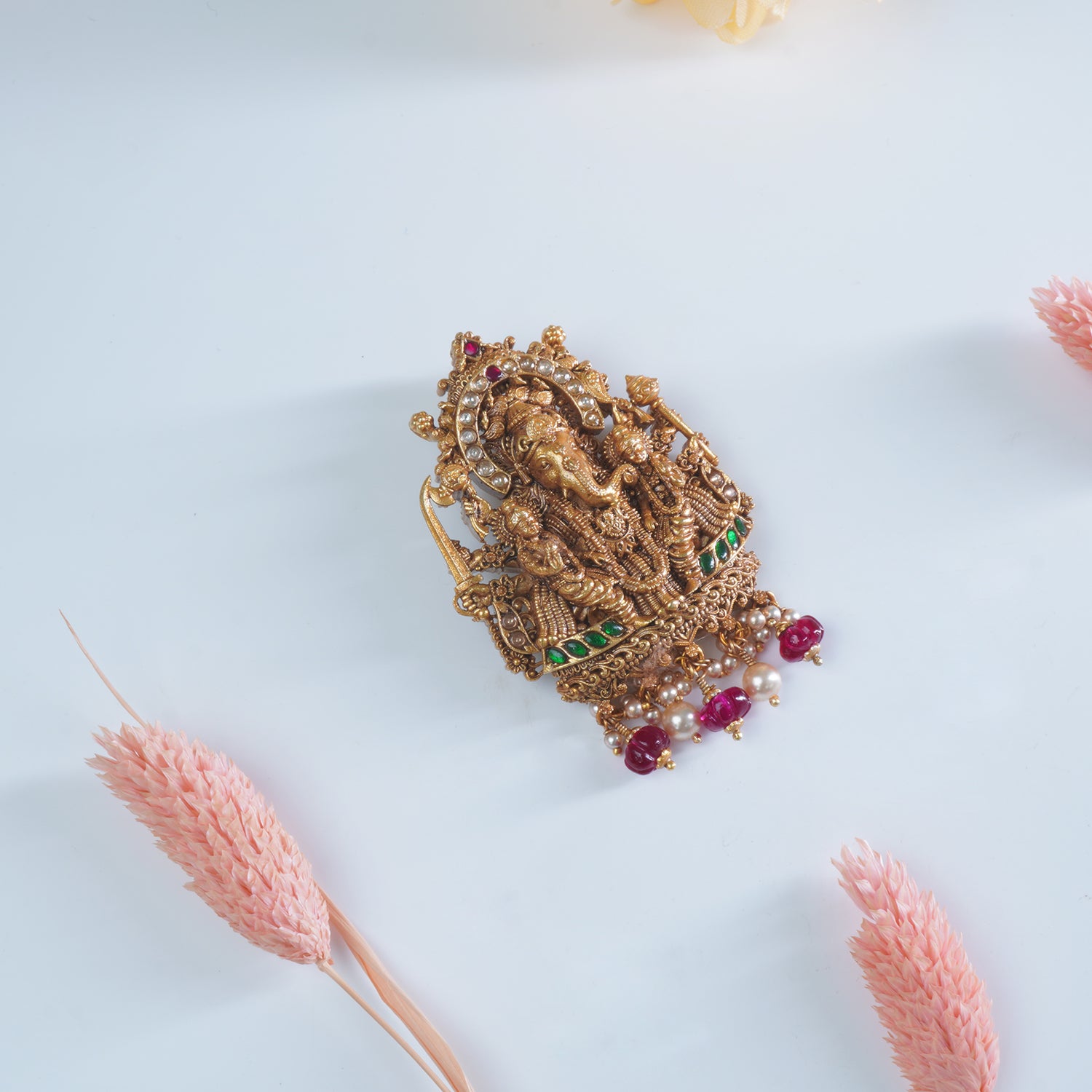 Silver Matt Gold Plated Ganeshji Pendant