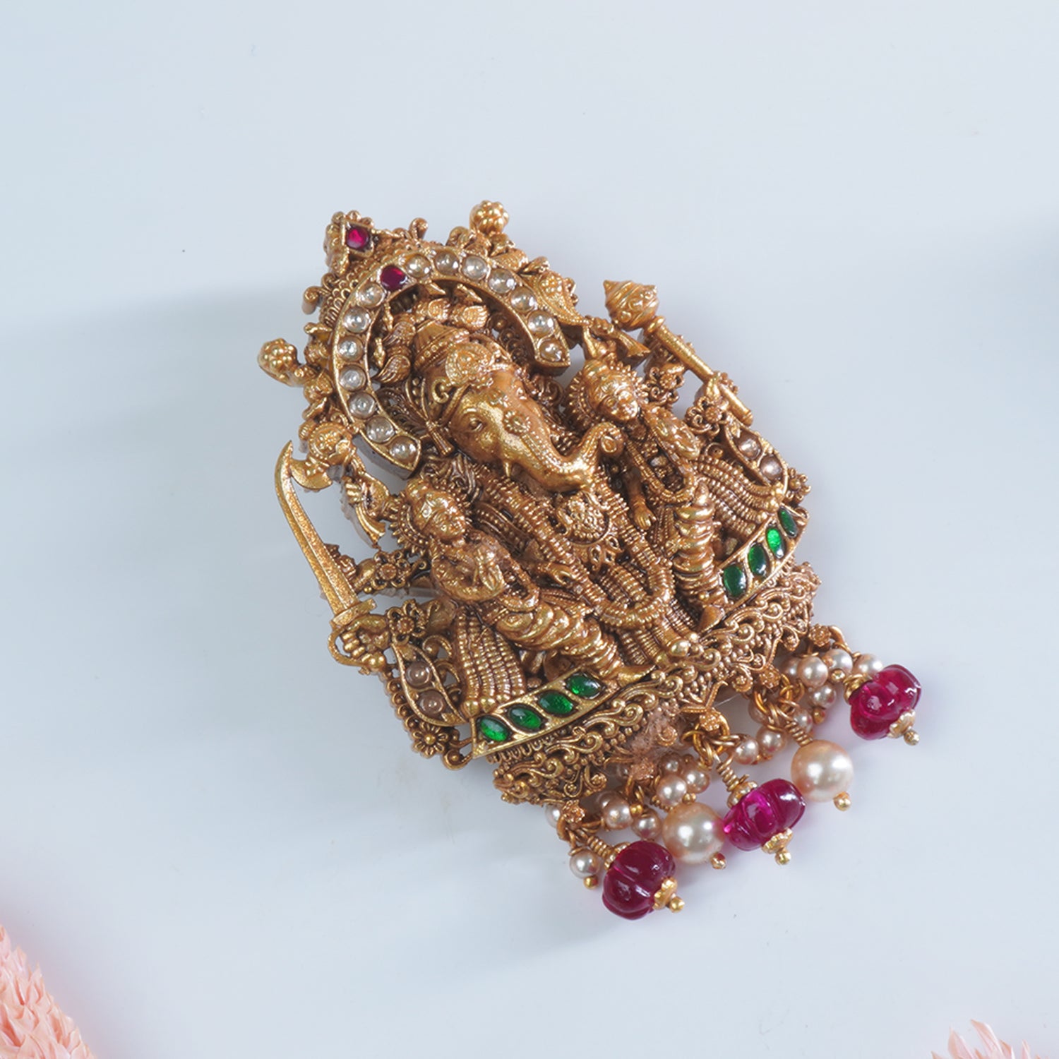 Silver Matt Gold Plated Ganeshji Pendant