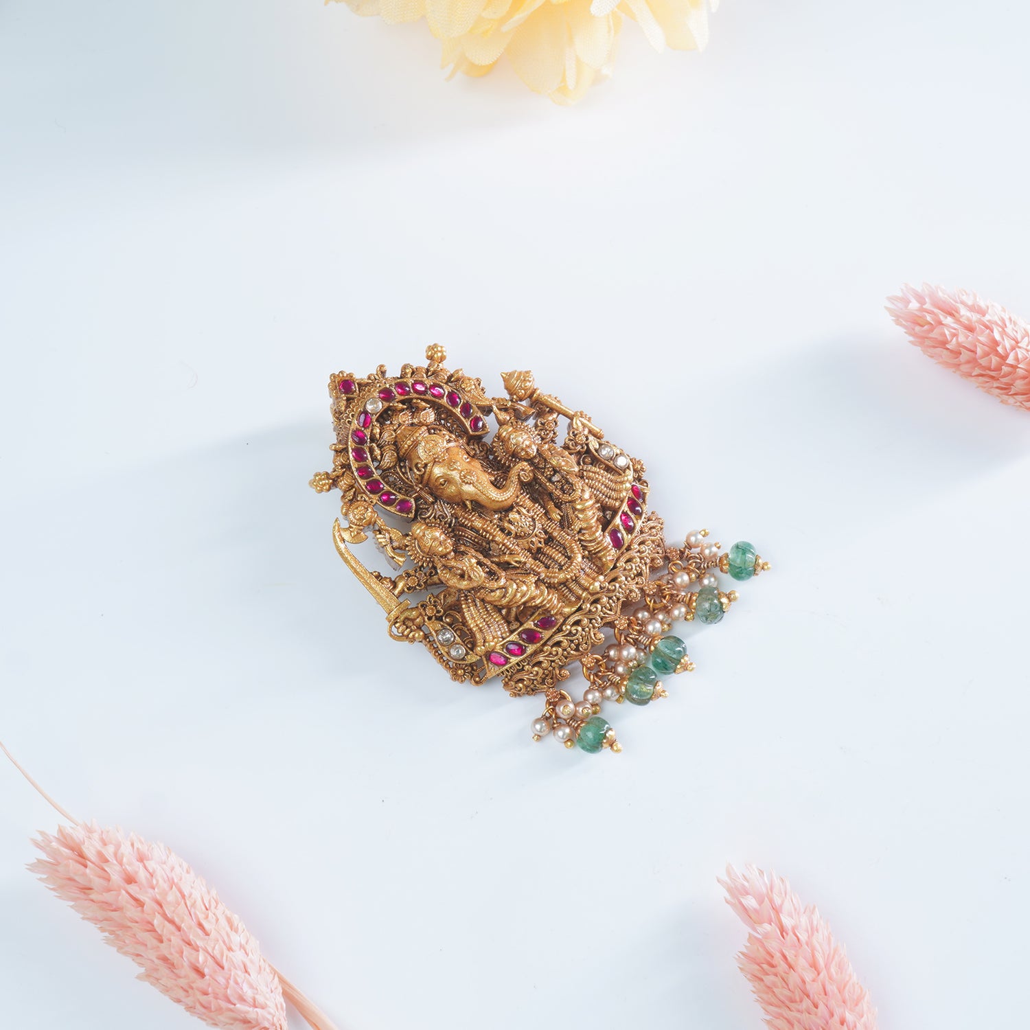 Silver Matt Gold Plated Ganeshaji Pendant