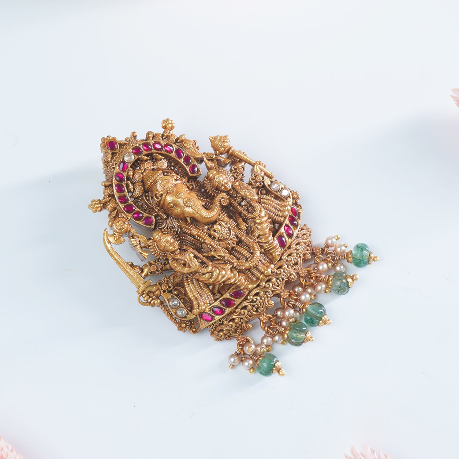 Silver Matt Gold Plated Ganeshaji Pendant