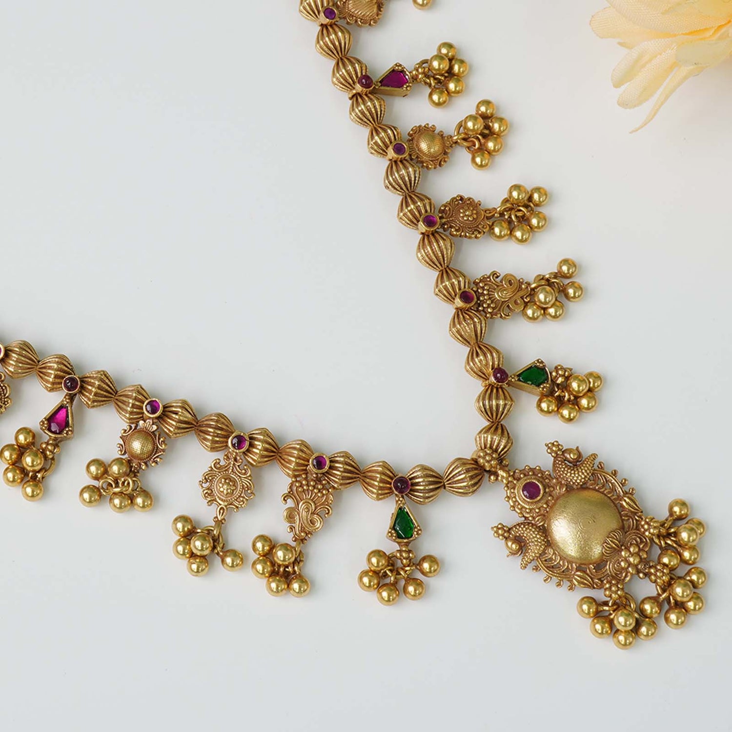 Buy Pure 925 Silver Antique Gold Plated Kolhapuri Saaj Online