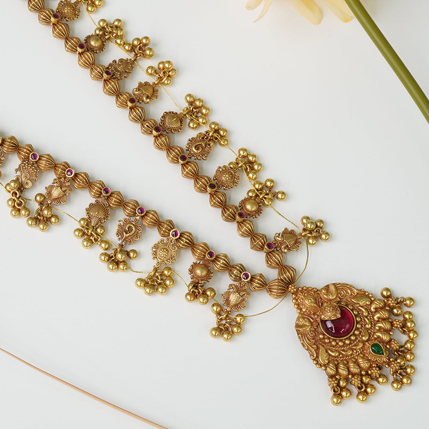 Pure Silver Traditional Kolhapuri Saaj With Antique Gold Plating